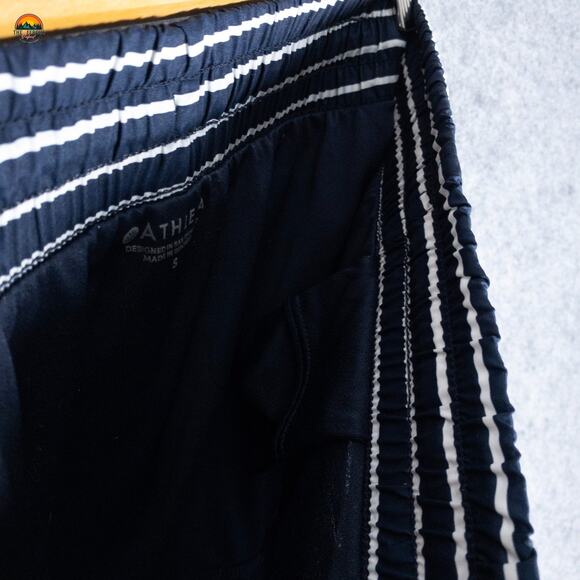 Athleta Athletic Running Shorts Navy Blue White Striped Racer Run Women's Small - Picture 10 of 11